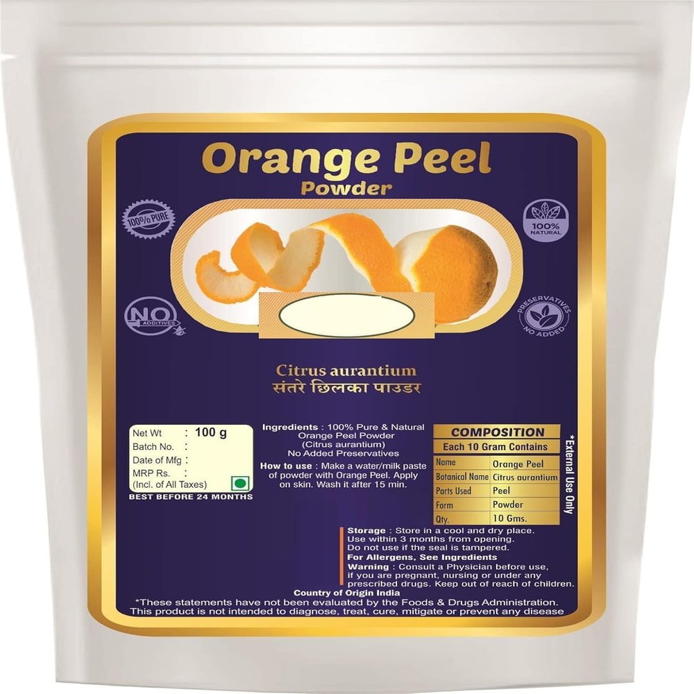 Natural Orange Peel Powder (Citrus Aurantium Dulcis) - 100g