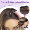 Eawwii Brown Honey Blonde Glueless Wigs for Women Pre Cut Synthetic Lace Hairline Long Layered Straight Hairstyle 26 Inch view 3