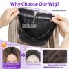 Eawwii Brown Honey Blonde Glueless Wigs for Women Pre Cut Synthetic Lace Hairline Long Layered Straight Hairstyle 26 Inch view 4