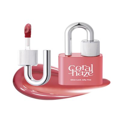 CORALHAZE Glow Lock Jelly Tint #103 4g, Hydrating Jelly Glow Lip Stain, Glass-Like Shine Lip Gloss, Long-Lasting Color, Moisturizing Lip Enhancer, Collectible Lock-Shaped Design, Korean Makeup