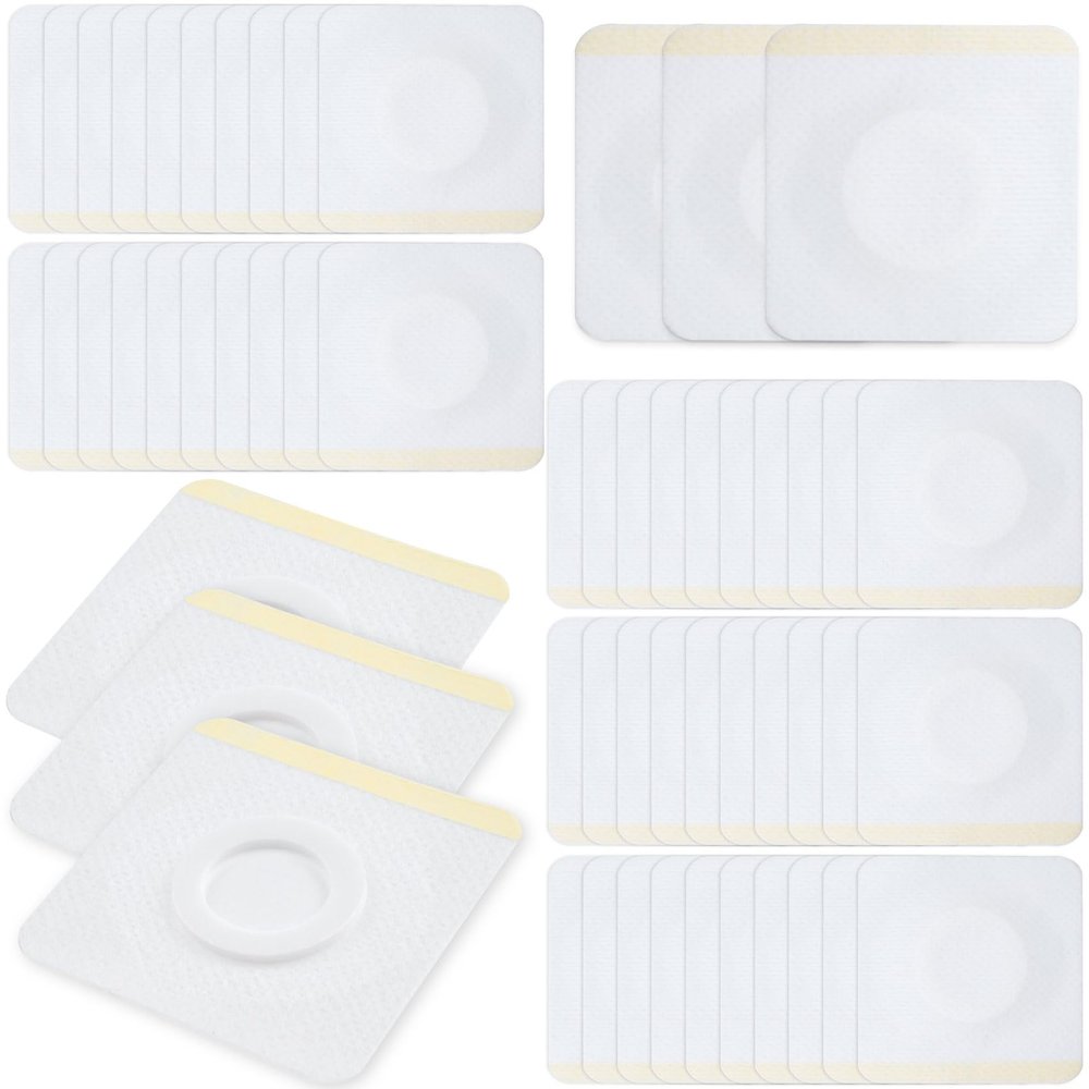 Winsyison 50pcs Disposable Castor Oil Packs, Self-Adhesive Organic Cotton Belly Button Pads, Highly Absorbent Castor Oil Patches for Abdomen Knees Feet- White