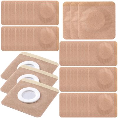 Winsyison 50pcs Disposable Castor Oil Packs, Self-Adhesive Organic Cotton Belly Button Pads, Highly Absorbent Castor Oil Patches for Abdomen Knees Feet- Skin Color