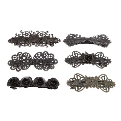 6PCS Set Ponytail Hairpins Alloy Vintage Style Lightweight French Hair Barrettes for Wedding Parties Festival