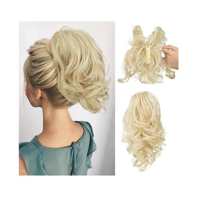 ZHONGCHENGWU Hair Buns, Adjustable Short Clip-In Ponytail with Voluminous Curls for Women Hairpieces For Women(Gold)