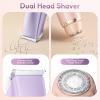Bikini Trimmer for Women, 2 in 1 Women Electric Shaver Dual Head, Rechargeable Pubic Hair Trimmer with Waterproof, Painless Silk Glide Pro Shaver for Underarm Leg Arm Body Face Private Area view 2