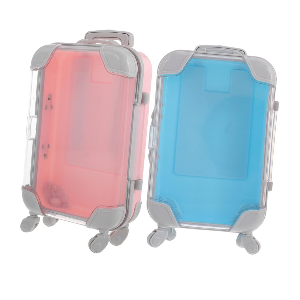DEARMAMY 2pcs Mini Makeup Storage Box Luggage Case for Boys and Girls Eyelash Packaging Box Portable Suitcase Design