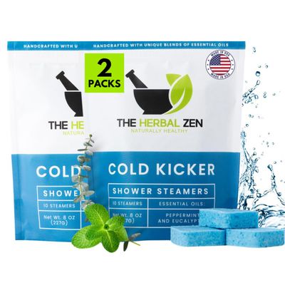 Cold Kicker Shower Steamers Aromatherapy for Sinus Relief - USA Made - Peppermint & Eucalyptus Shower Bomb Tablets  Self Care Gifts for Women and Men  Soothing Natural Essential Oils (20 Pack)