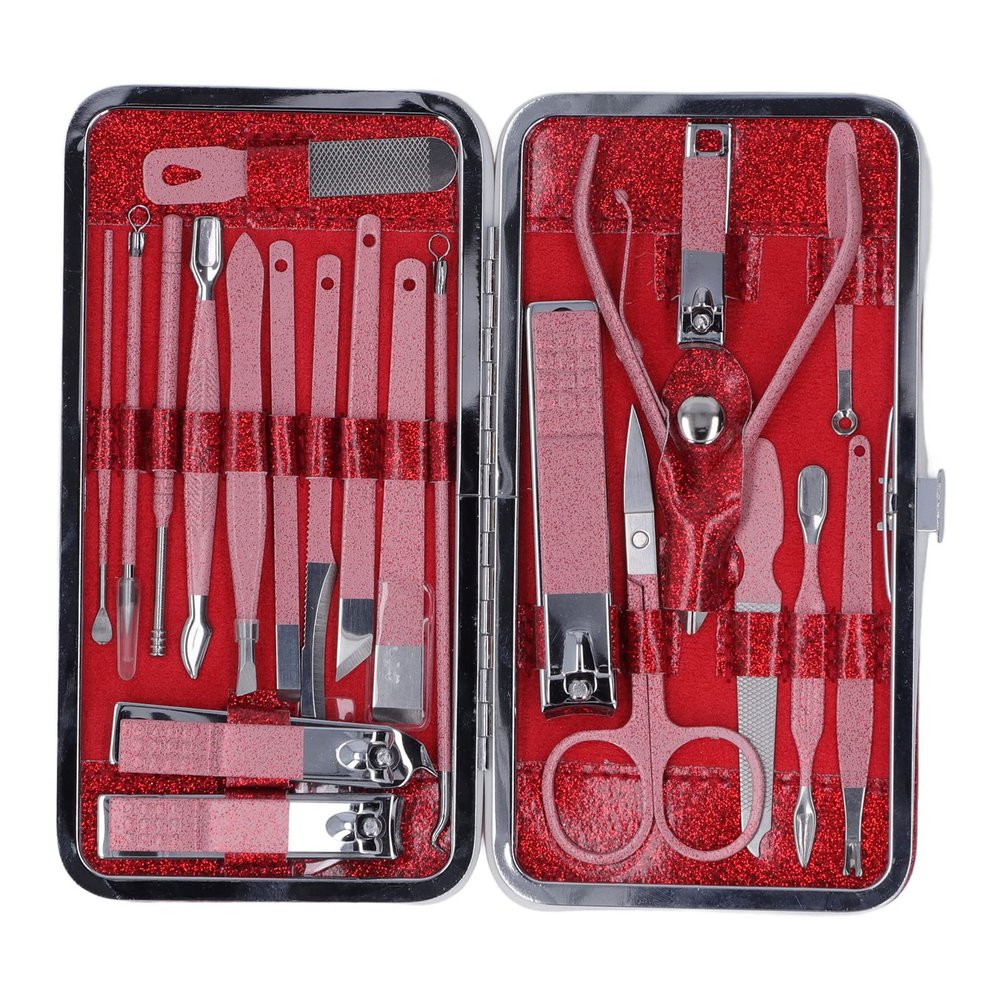 21Pcs High Sharpness Stainless Steel Manicure Tools Set, Nail Clipper Kit with Storage Box for Hand Foot Face Care, Includes Ear Pick Pin and More