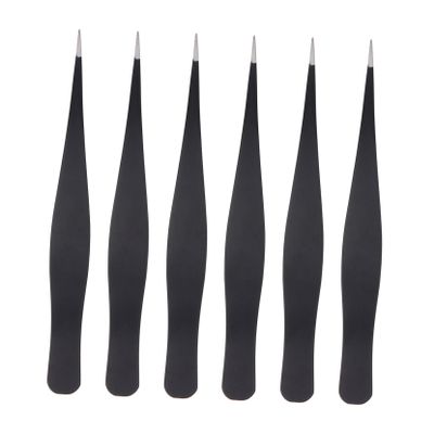 PartyKindom 6pcs Eyelash Tweezers Stainless Steel Beauty Tweezers for Makeup Ergonomic Design for Eyelash Grafting and Personal Grooming
