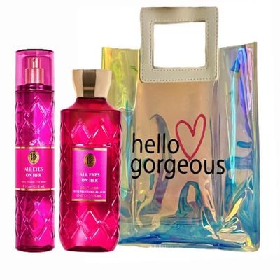 All Eyes On Her - White Barn - Bath Body/Work - 2 Piece Bundle - Premium Beauty - Full Size and Hello Gorgeous Gift Bag (Packaging May Vary)