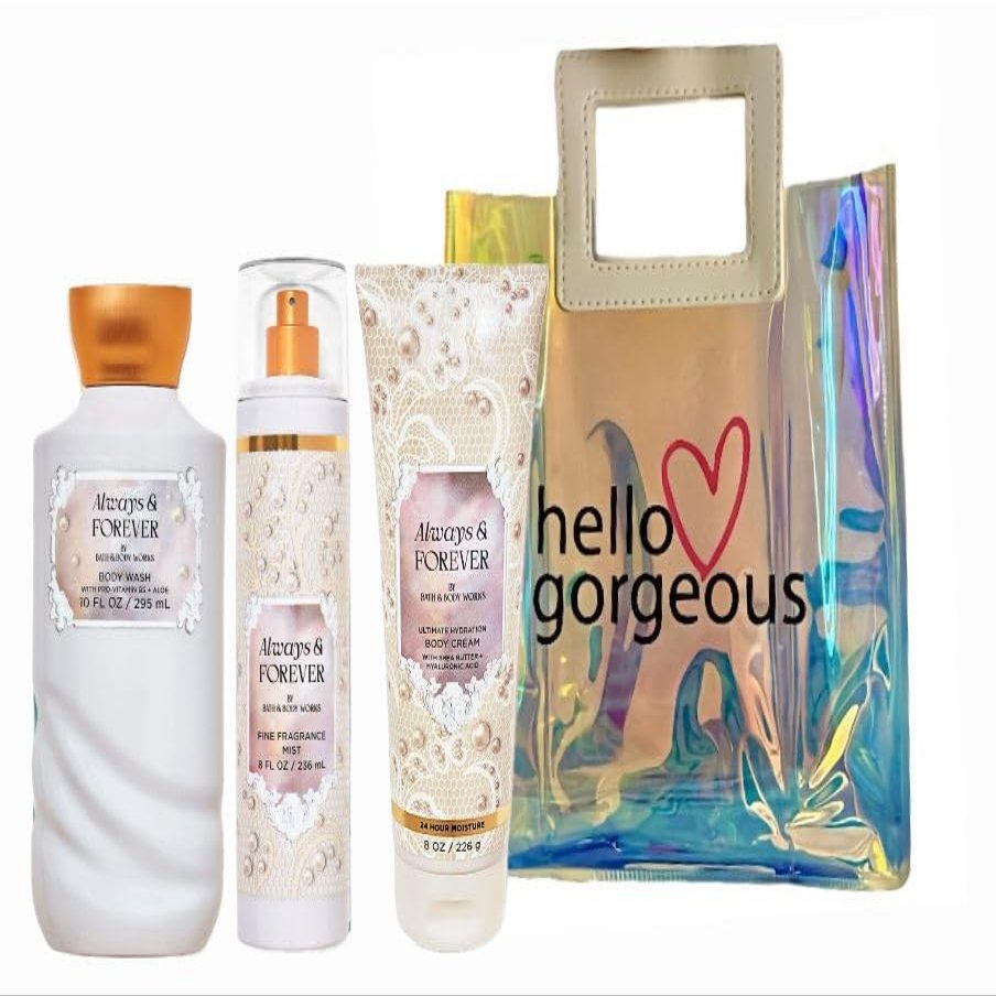 Always & Forever -White Barn - Bath Body/Work - 3 Piece Bundle - Premium Beauty - Full Size and Hello Gorgeous Gift Bag (Packaging May Vary)