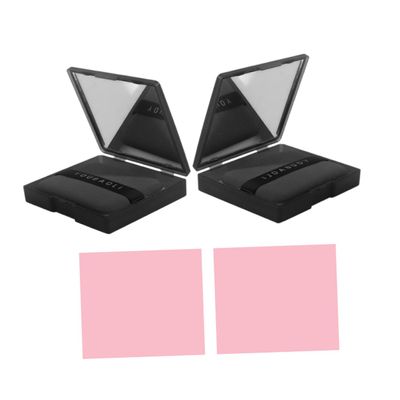 HONMEET 2sets Oil Absorbing Blotting Paper Mirror Case and Puff for Oily Skin Compact Makeup Touch-up Sheets Gentle Facial Cleaning Tissues