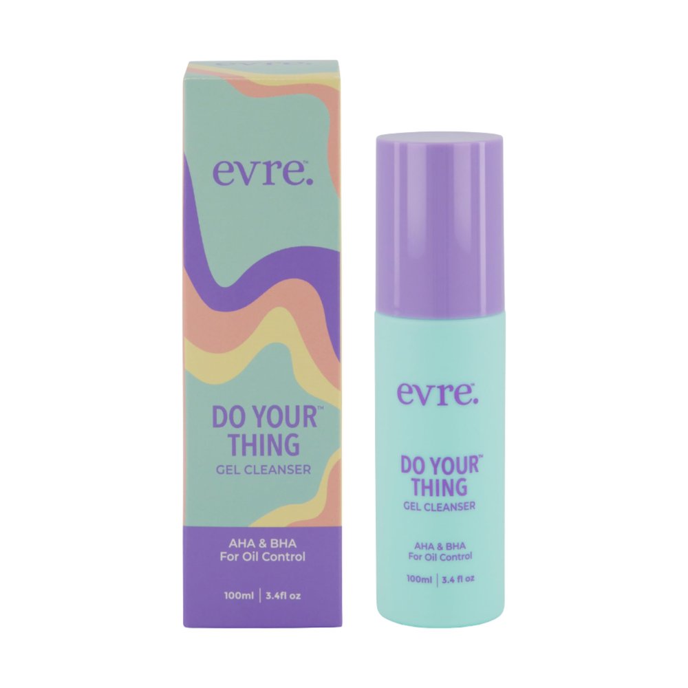 Evre Do Your Thing AHA & BHA Teen Gel Face Wash, Oil Control & Exfoliating Face Cleanser, Natural, Cruelty-Free & Palm-Free, For Breakout Prone Skin, 3.4 Fl Oz