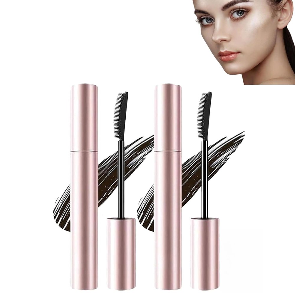 Long Lasting Submarine Mascara, Waterproof & Sweatproof Tubing Mascara for Natural Defining Curling Eyelashes, Black & Brown Thick Curled Non-smudge Lash Makeup (Black(2pcs), one size)