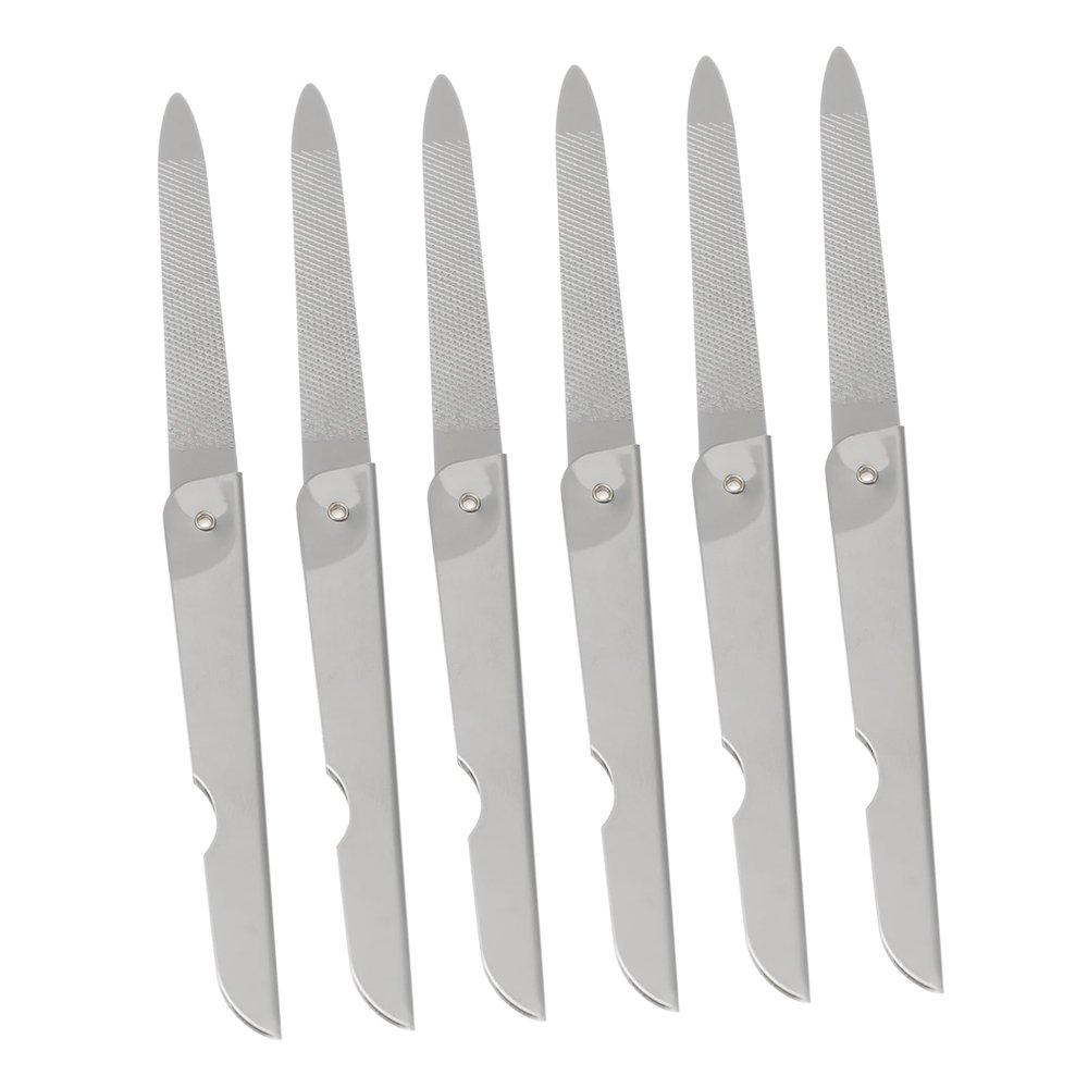 BIUDECO 6pcs Foldable Nail File Professional Stainless Steel Nail Clippers for Manicure Pedicure Compact Design for Home Travel Use