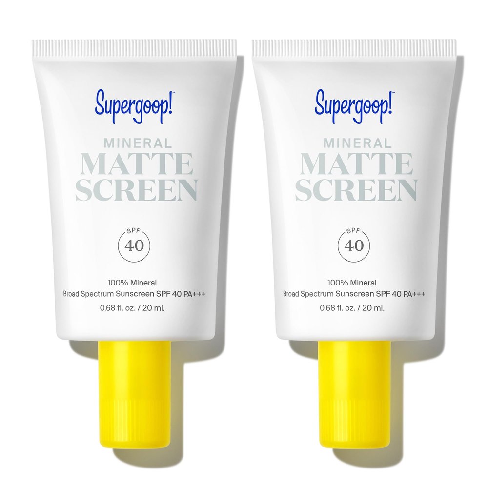 Supergoop! Mineral Mattescreen (SPF 40) - 20 mL, Pack of 2 - Mineral, Oil-Free Broad Spectrum Sunscreen - Smooths Skins Appearance, Minimizes Pores & Controls Shine - Water & Sweat Resistant