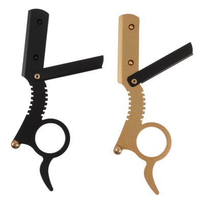 Gogogmee 2pcs Manual Beard Shaver Straight Razor Finger Razor for Safe Shaving of Beard and Eyebrows Ergonomic Design No Cutting Tool for Men Grooming Needs Gold Black