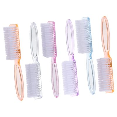 VICASKY 6pcs Ergonomic Long Handle Nail Brush Nail Cleaning Brush Acrylic Polish Foot Tools Supplies Random Color