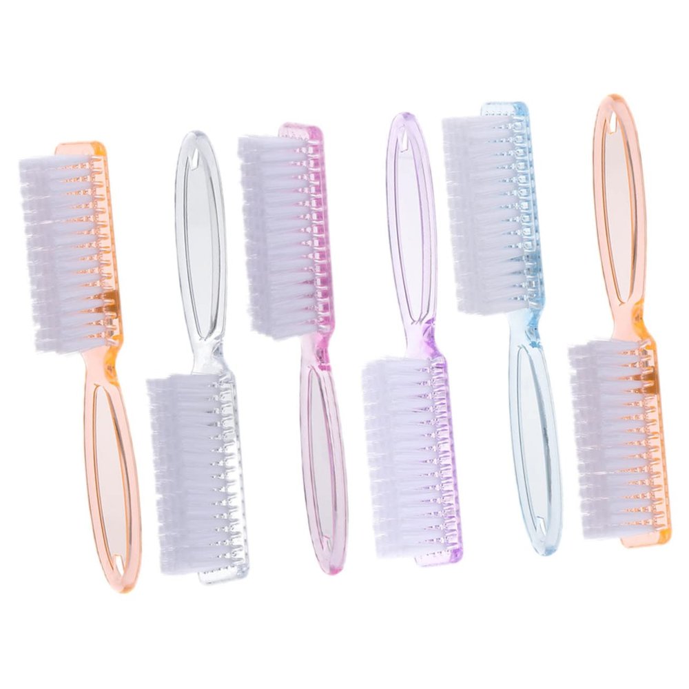 VICASKY 6pcs Ergonomic Long Handle Nail Brush Nail Cleaning Brush Acrylic Polish Foot Tools Supplies Random Color