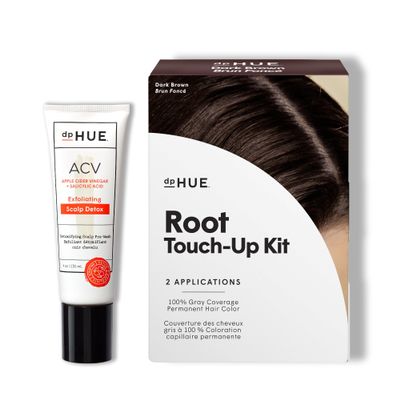 dpHUE ACV Exfoliating Scalp Detox (4 oz) + Root Touch-Up Kit, Dark Brown - Color Safe