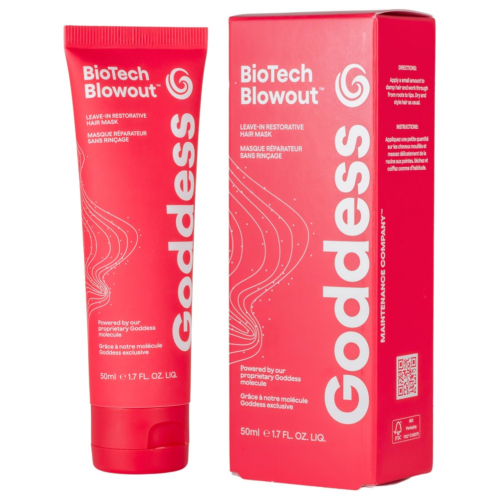 Goddess Maintenance Company Biotech Blowout Leave-In Restorative Hair Mask, Heat Protectant for Hair & Strengthening Treatment for Frizz-Free Volume, Repairs & Shields Up to 450 F, 1.7 Fl Oz