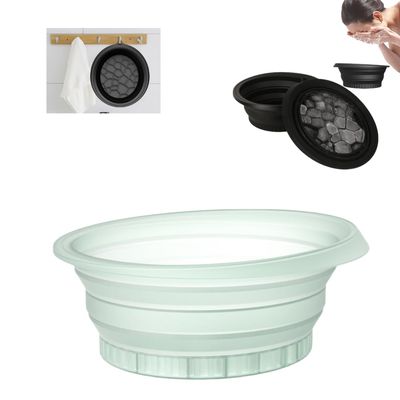 Face Bowl for Ice with Built-In Ice Tray - Collapsible Silicone Bowl with Built-In Ice Tray for Acne Relief, Pore Minimizing & Glowing Skin | Cold Therapy for Home, Travel & Parties (Light Green)