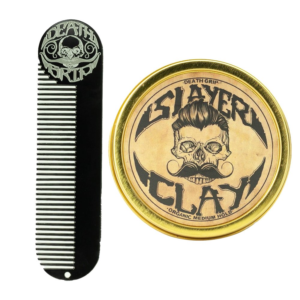THE VINTAGE GROOMING CO. Hair Clay for Men - Slayer Clay & Large Pocket Keychain Comb