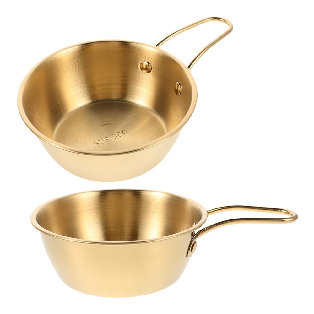 HAPINARY 2pcs Stainless Steel Shaving Foam Bowl Ergonomic Handle Delicate Small Bowl for Wet Shaving