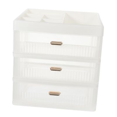 ABOOFAN Storage Box Drawer Design Transparent Desktop Organizer for Office and Home Use for Makeup Stationery and Sundries Storage Space-saving Compartment Case