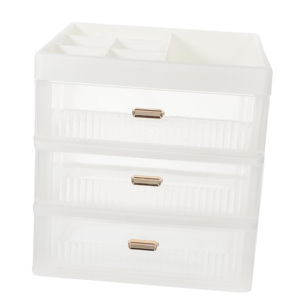 ABOOFAN Storage Box Drawer Design Transparent Desktop Organizer for Office and Home Use for Makeup Stationery and Sundries Storage Space-saving Compartment Case