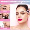 2 Pcs Pink Eyebrow Scissors for Women Small Scissors 3.67 Inch Professional Cosmetic Lash Scissorses Trimming with Stainless Steel Straight Tip for Eyebrows Hair Nose Hai Beard view 4