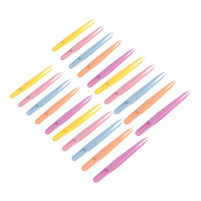 Balacoo 100pcs Plastic Eyelash Tweezers Pink Professional Eyebrow Tweezers for Women Men Lash Extension Tool Multi-function Set