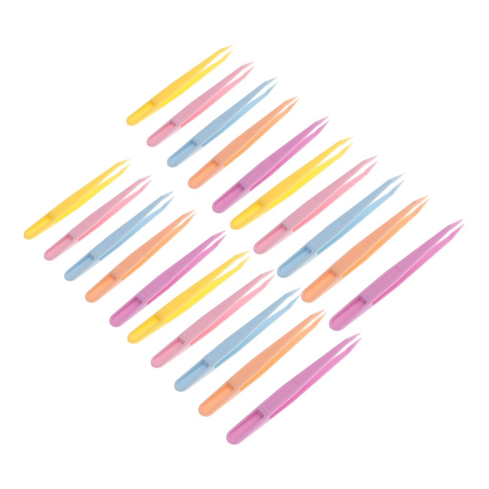 Balacoo 100pcs Plastic Eyelash Tweezers Pink Professional Eyebrow Tweezers for Women Men Lash Extension Tool Multi-function Set