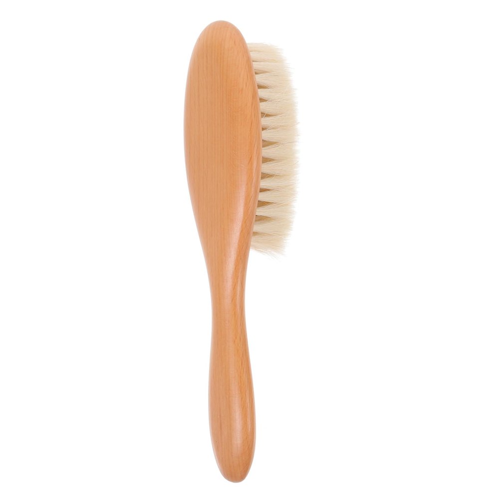 Healeved Dense Wool Brush Curved Handle for Shaving Beard Care and Hair Cleaning for Home and Barber Shops Compatible Shaving Creams and Organic Oils