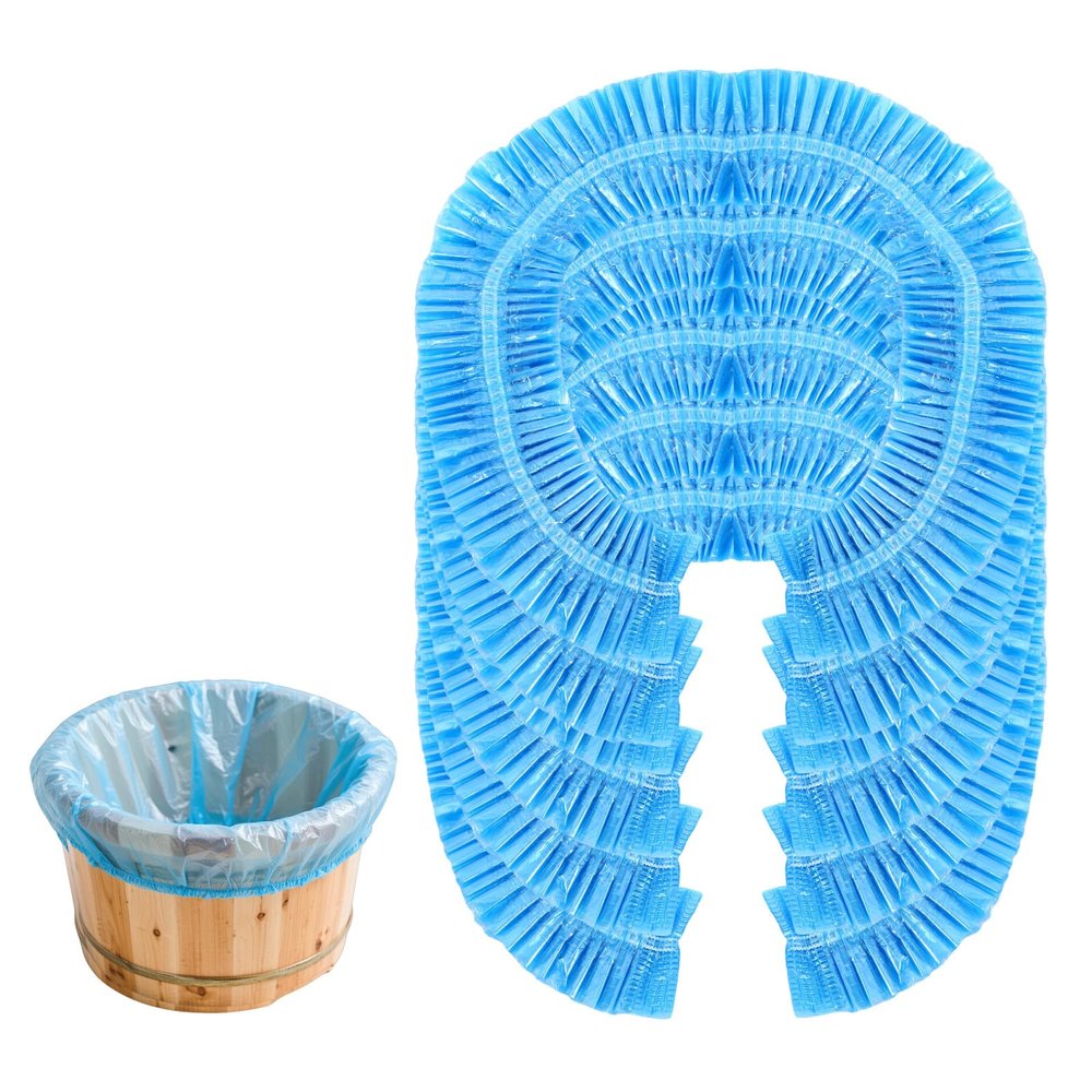 25 Pcs Blue Pedicure Liners Disposable, Disposable Foot Tub Liner Portable Bath Bags with Retractable Belt, Portable Bath Bag, Can Be Used in Foot Bath Stores, SPA halls, Home Personal Care