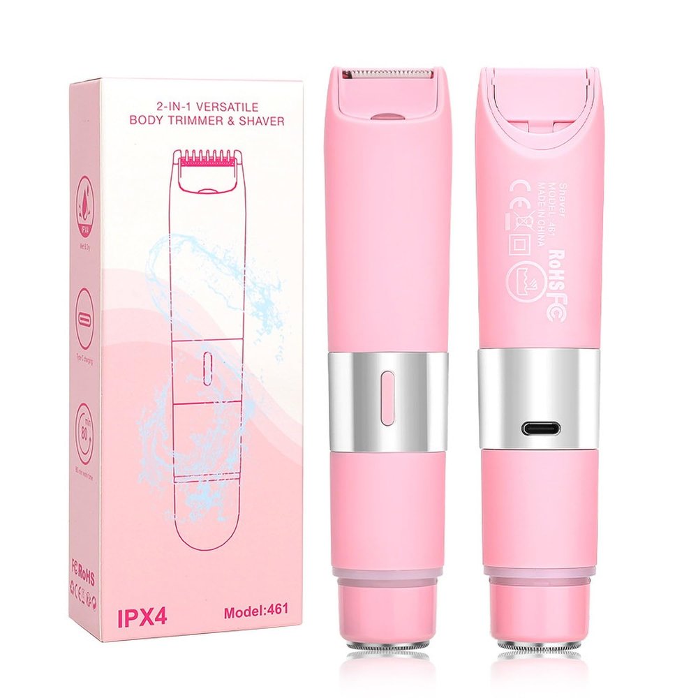 Double Headed Electric Razor for Woman, Face Bikini Trimmer Rechargeable Wet Dry Use