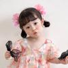 Rannyrena Elegant Lace Hair Bows for Girls Handmade Bowknot Hairpins with Heart Crystal Wedding Birthday Hair Accessories for Baby Infants Toddlers Kids (Pink) view 2