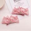 Rannyrena Elegant Lace Hair Bows for Girls Handmade Bowknot Hairpins with Heart Crystal Wedding Birthday Hair Accessories for Baby Infants Toddlers Kids (Pink) view 3