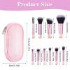 10 Pcs Easy-Taken Travel Makeup Brushes Mini Makeup Brush Set Portable Travel Brush Set with Pack Suitable for Foundation Eye Shadow Lipstick Concealer Highlighting Shadow Contour Blush (Pink) view 3