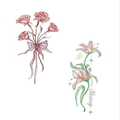 10pcs Romantic Fingertip Tattoo Sticker, Colorful Arm Collarbone Waterproof Sweat Tattoo Sticker(WS-H056)