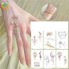10pcs Romantic Fingertip Tattoo Sticker, Colorful Arm Collarbone Waterproof Sweat Tattoo Sticker(WS-H056) view 2