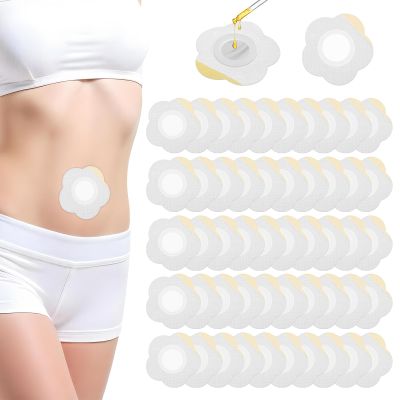 Qianyu 50 Pcs Disposable Castor Oil Pack Wrap Belly Button Self-Adhesive Castor Belly Button Wrap Pad Highly Absorbent Spunlace Cloth Organic Cover Compress Patch Oil Not Included No Wash