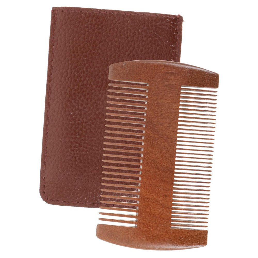 Didiseaon Four-sided Beard Comb with -static Properties for Smooth Styling Includes Storage Bag Random Brown Style for Travel and Grooming