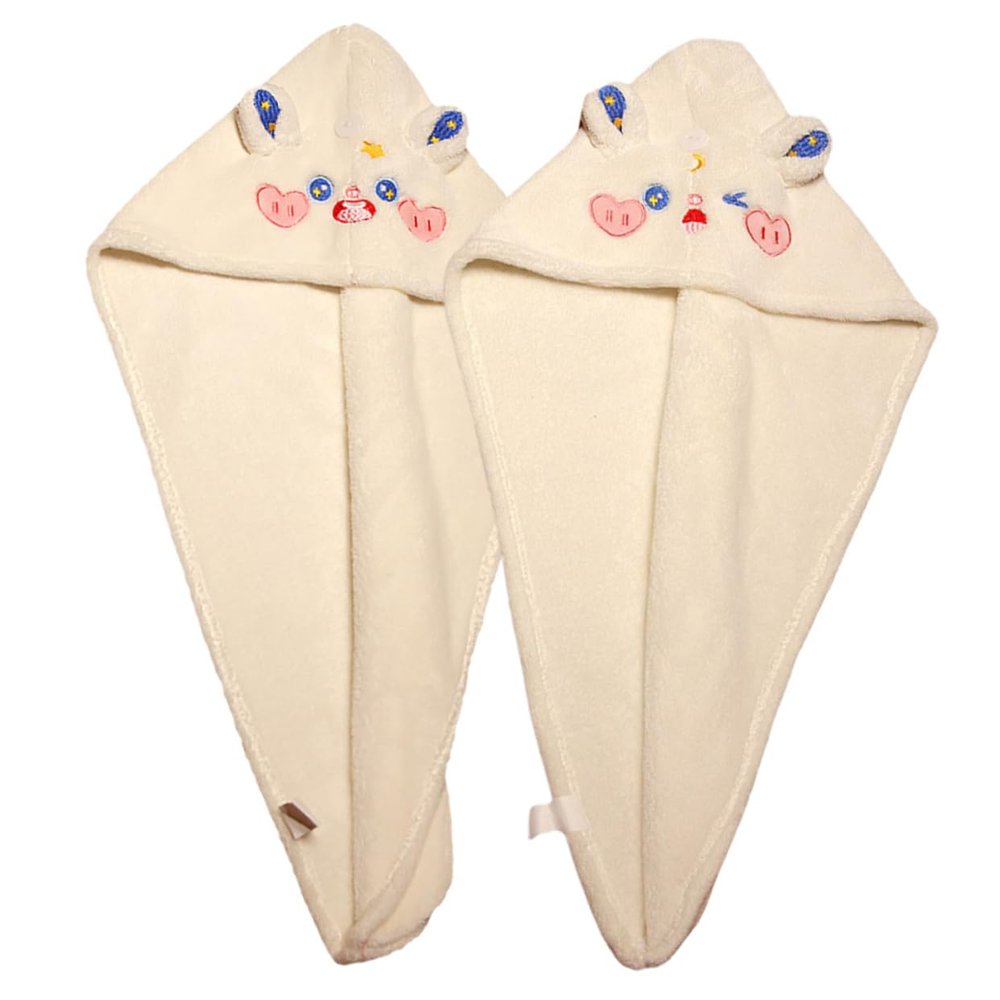 Baluue 2pcs Hair Drying Towels for Women Absorbent Fleece Hair Wrap Hats Quick Drying Shower Towel Caps Lightweight Easy to Use for Spa Travel and Home