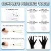 A-minusone 99 PCS Body Piercing Kit Stainless Steel Piercing Jewelry 12G 14G 16G 20G Piercing Needles Tools for Nose Cartilage Tragus Septum Lip Belly Button Eyebrow Piercing Jewelry Clamps view 3