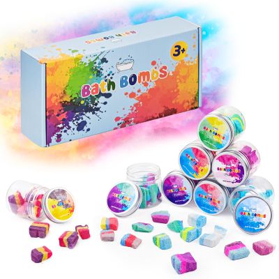Bath Bombs Color Fizzies for Kids: 8 Pcs Scented Potion Bottles 14 Colors Water Tablets Organic Natural Shower Steamers Fun Science Toddler Foams Bubbles Sets Birthday Gift for Girls Boys Ages 3+ 4-8