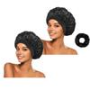 2 pieces of silk nightcap, satin hair cap, soft elastic silk nightcap, reusable and washable, women's headband (black) view 1