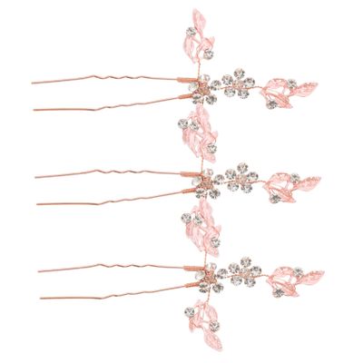 DECORNIJIA 3pcs Crystal Leaves Hair Sticks for Women Elegant Hair Forks for Buns and Updos Shaped for Parties Weddings and Everyday Use