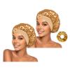 2 pieces of silk nightcap, satin hair cap, soft elastic silk nightcap, reusable and washable, women's headband (gold) view 1