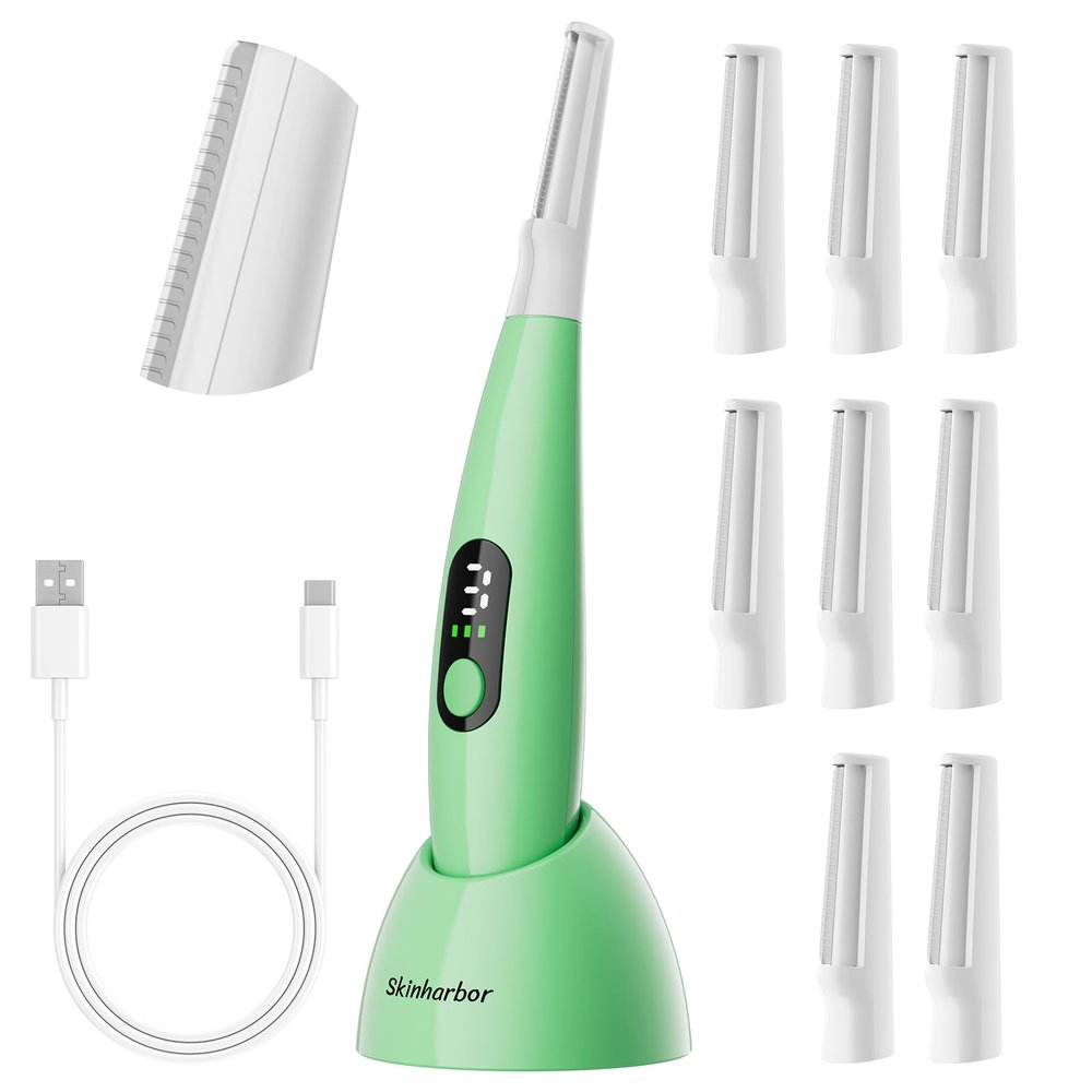 Skinharbor Sonic Dermaplane Razor for Women Face,WomenS Facial Exfoliation & Peach Fuzz Hair Removal System,Anti-Aging3 Speeds8 Dermaplaning BladesRechargeable,Sonic Dermaplaning Tool